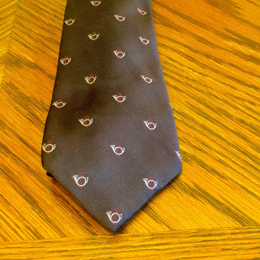 Vintage Gimbals Brown Tie with French Horn Accents